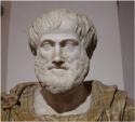 Bust of Aristotle  Marble Roman copy after a Greek bronze original by Lysippos from 330 BC_ the alabaster mantle is a modern addition Verblijfplaats_Museo nazionale romano di palazzo Altemps